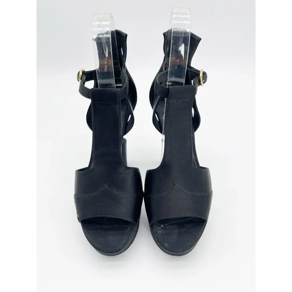 Chanel Fall 2009 Runway Black Detached Heel Platform Open Toe Heels EU 37